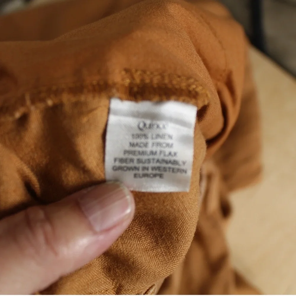 Quince 100% European Linen Tapered Ankle Pants in Golden Brown Size Small